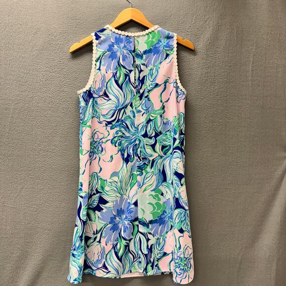 Lilly Pulitzer Dress Womens 6 PARTY THYME Coastal Floral Nala Soft Shift Crochet - Picture 4 of 10